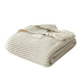 Wholesale Solid Acrylic Woven Soft Sofa Decor Knitted Throw Blanket Baby Blanket with Fringe Tassels Wearable Blankets