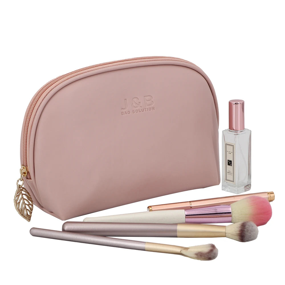2021 New Arrival Quality Leather Makeup Toiletry Gift Bags Factory Custom Pink PU Maquillage Cosmetic Zipper Bag for Women
