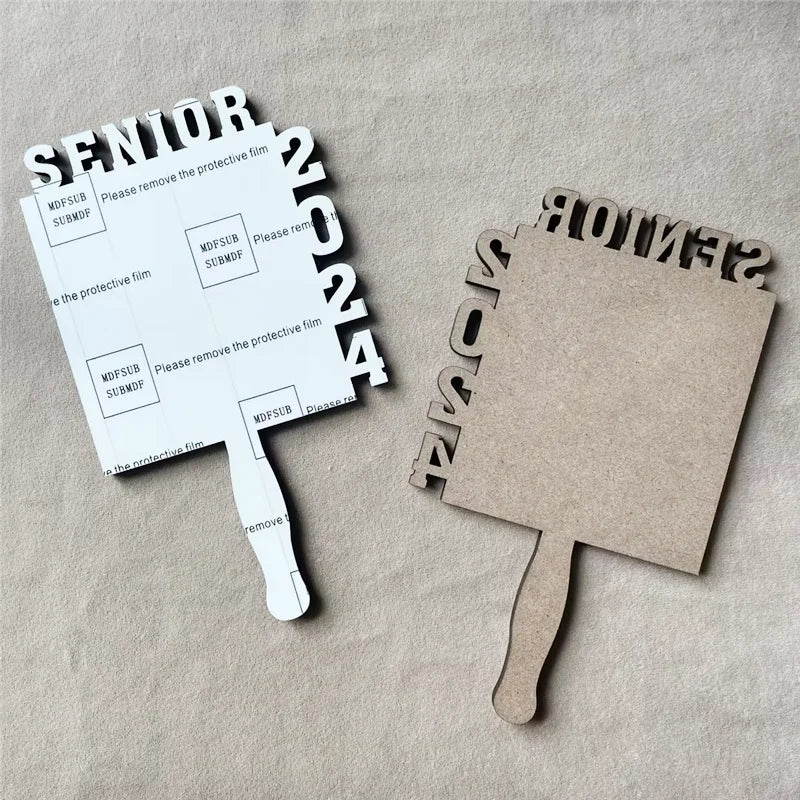 MDFSUB Best Price Customized 2024 Senior Sublimation Paddle Fan Wedding Church Fan Sublimation Blanks 2024&senior Paddles Fan