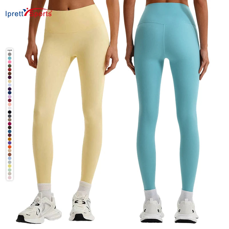 Women High Waist Yoga Leggings No Front Seam Butt Lift Gym Fitness Sports Pants Tummy Control Workout Leggings