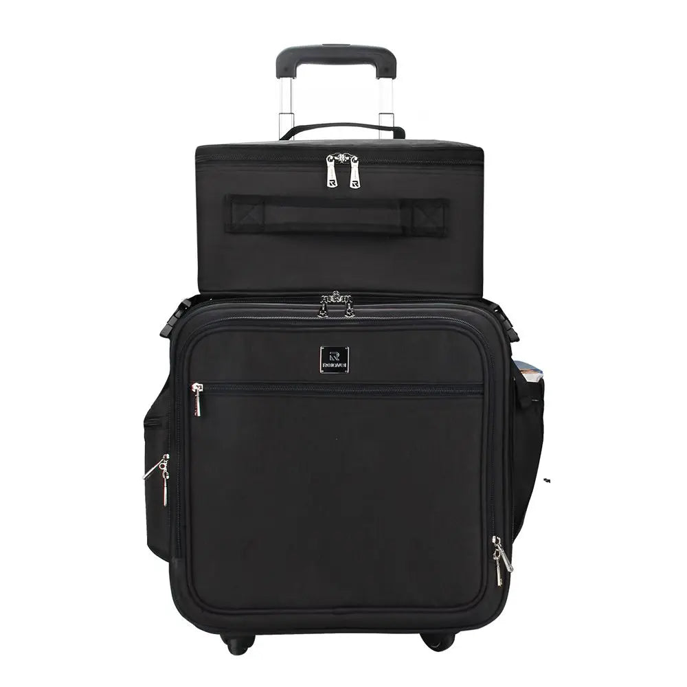 For Professional 2-in-1 Nylon Black Large Zipper Closure Detachable Makeup Travel Case