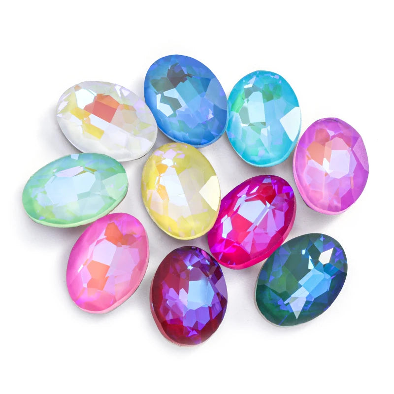 Point Back Rhinestones Crystal Stones Oval Mk Fluorescent Series Rhinestone Crafts Diy Point Back Stones