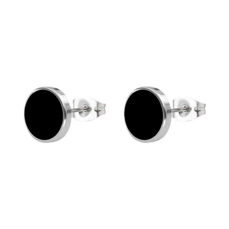Europe United States Hot Sale Simple Fashion Personality Titanium Steel Stud Earrings With Enamel Men Women Fine Dangle Earrings