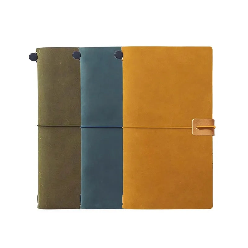 Japanese Korean Vintage Handmade Traveler Notepad Student Diary Cowhide Hardcover Leather Cover Passport-S Size TN Account Book
