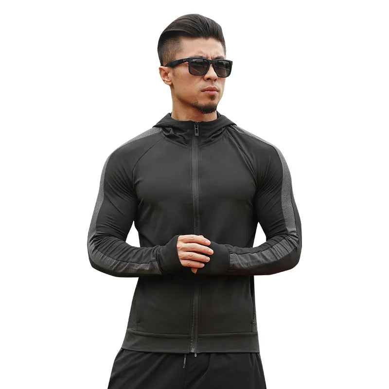 Men's Casual Sports Jacket for Running Basketball Training Long-Sleeved Hoodie for Autumn Winter Warm Outdoor Fitness Jacket