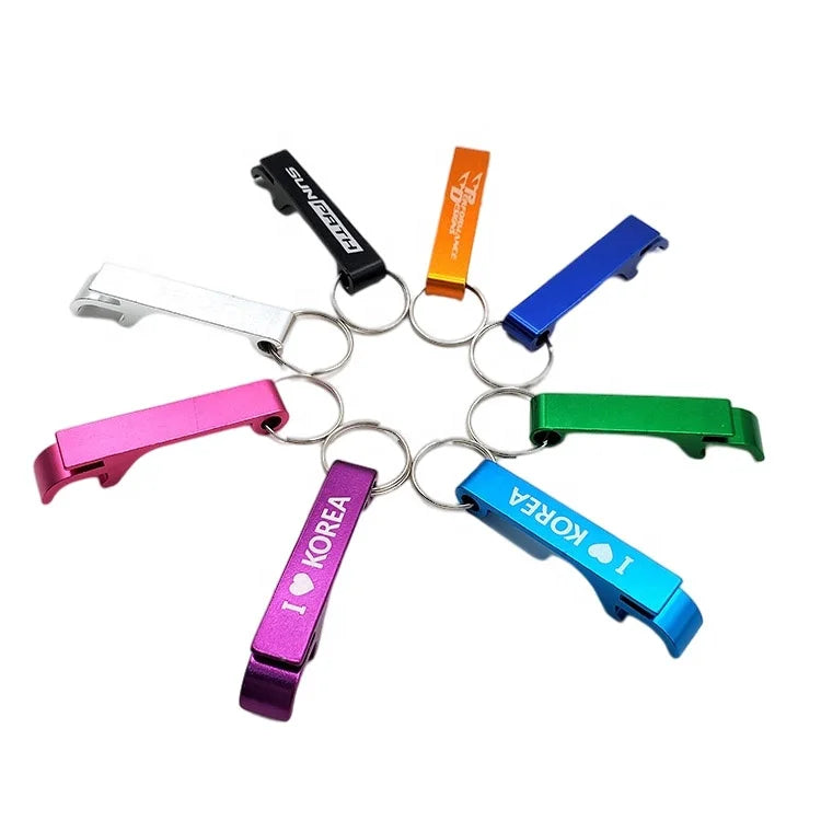 Portable Metal Keychain Bottle Opener Customized Logo Aluminium Key Ring Beer Bottle 0pener Keychains