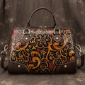 Westal Retro Handmade Flower Embossed Cowhide Leather Bag Women Handbag Crossbody Women Bags Shoulder Bag