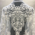 Exquisite 3D Embroidery White Mesh Lace Fabric Top Quality Heavily Beaded French Chantilly Lace Fabric for Wedding