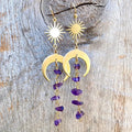 Korean Version of the Personality Creative Irregular Sun Moon Gravel Crystal Earrings