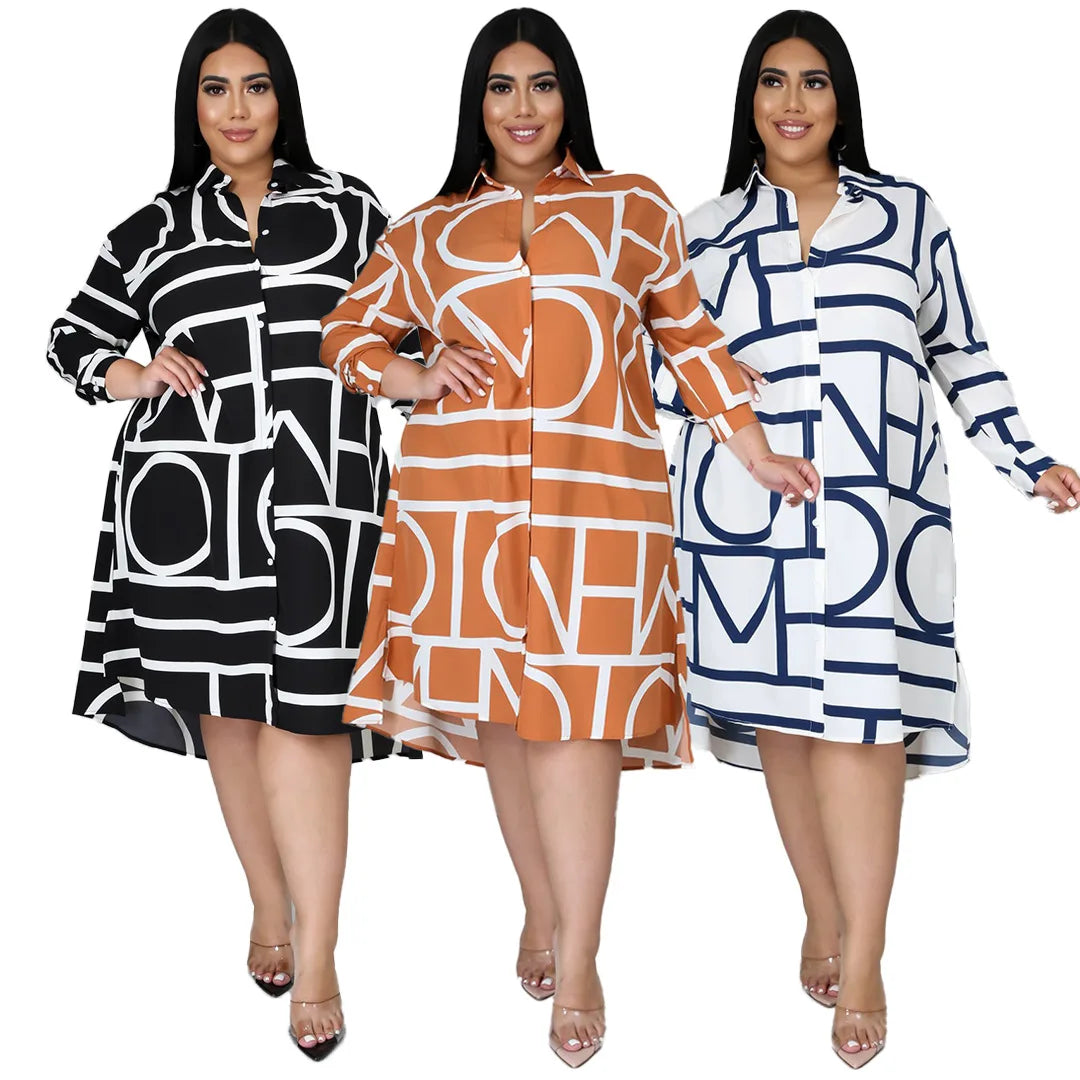 Hot Selling Irregular Print Plus Size Women Clothing T Shirt Dress Women Casual Loose Dresses