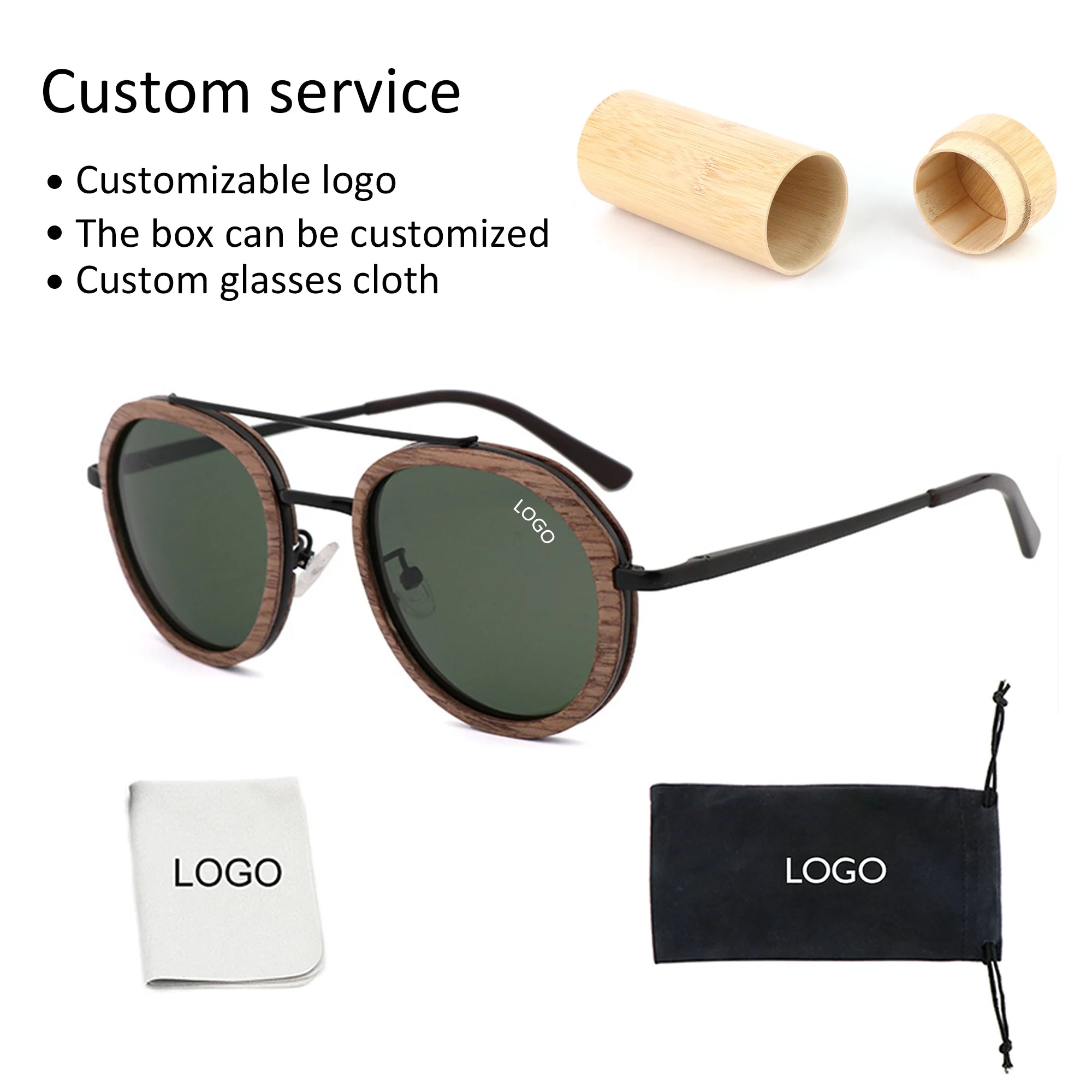 Wood Sunglasses 2024 Men Vintage Retro Sun Glasses Wooden Sunglasses Polarized Lens Round Custom Logo Wooden Sunglasses