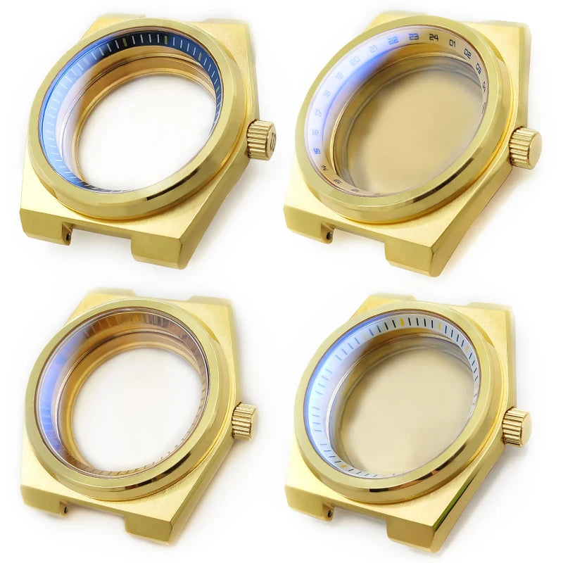 Custom Gold PRX Stainless Steel Watch Case Set SKX007/009 NH35 36 Movement 3'o Clock Sapphire Glass Caseback Part Wristwatches