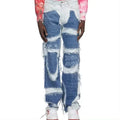 Custom Jeans Men Slim Patchwork Denim Pants Zipper Men Skinny Slim Stretch Denim Long Jeans for Men