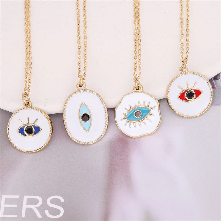 New Fine Bohemia Stainless Steel Enamel Evil Eye Necklace for Women