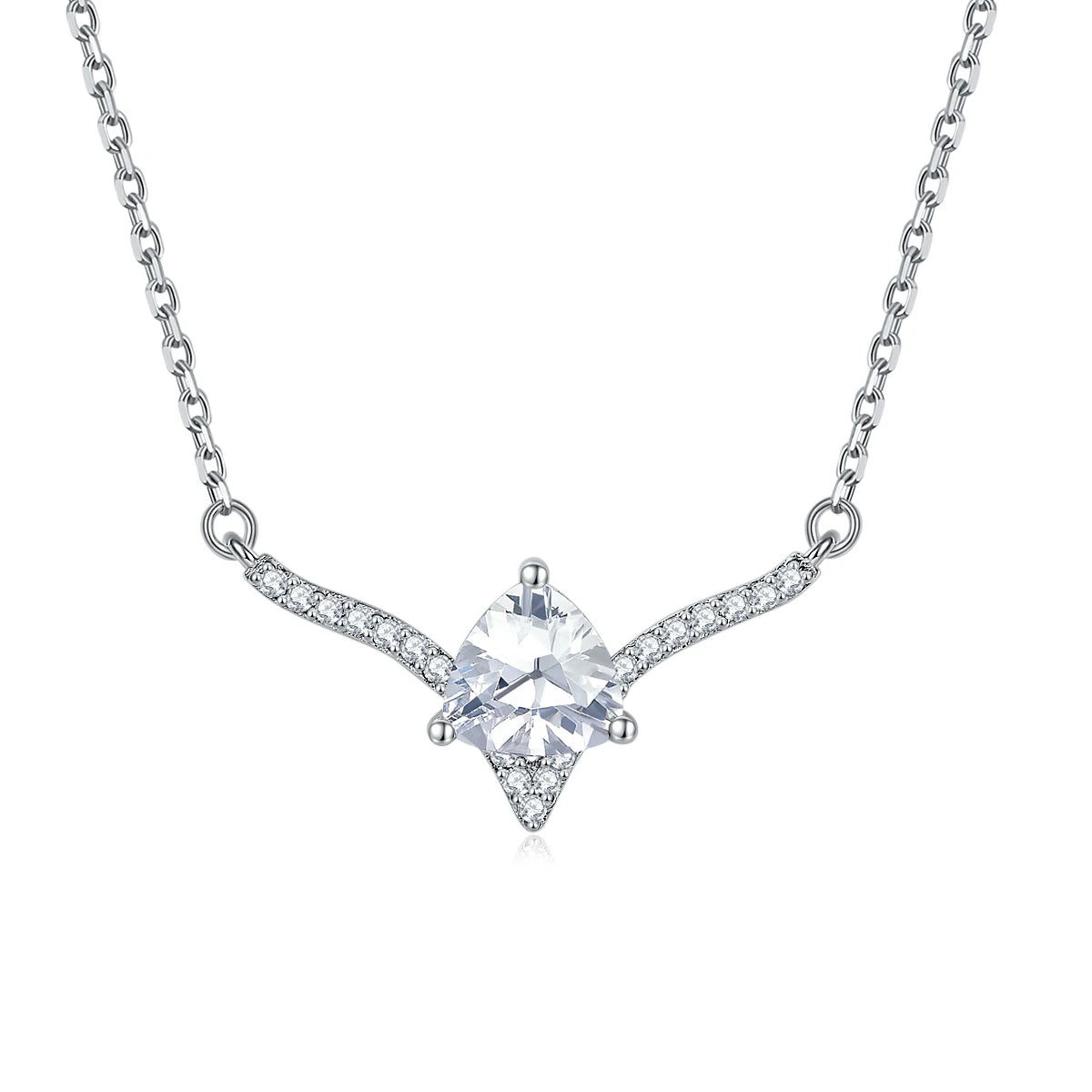 Custom Pendant Cushion Cut 6*6mm Prong Setting Cross Pendant Necklaces Pure Silver