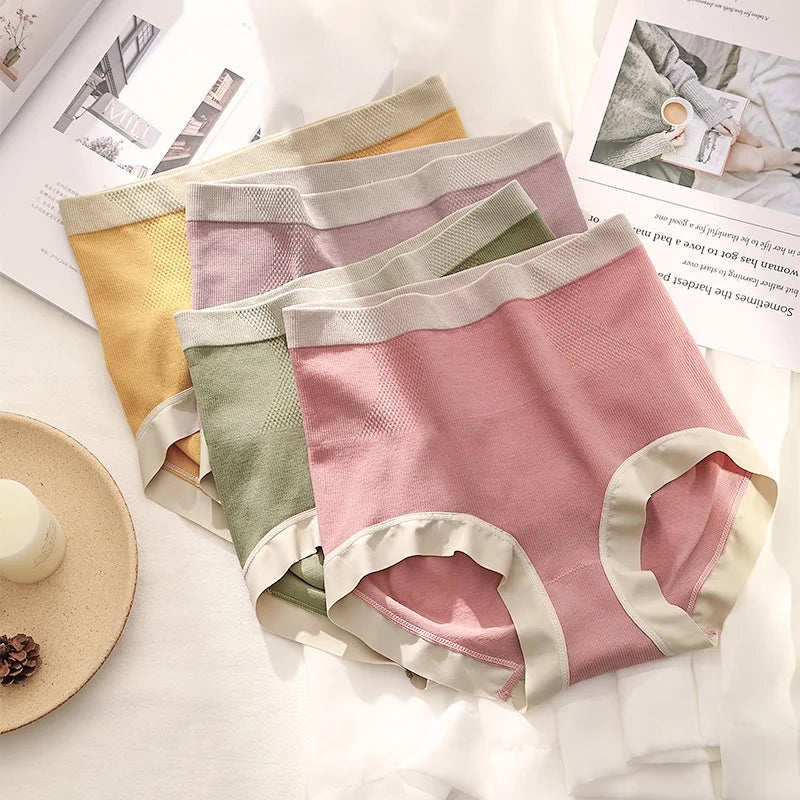 Graphene Anti-Bacterial Solid Everyday Bottom Crotch Hip Lifting Woman Panties High Waist Knitted Breathable Mature Full