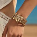 Bohemian Style Handmade Fashion Wrap Bracelet Personalized Leather Multiple Magnetic Buckle Women's ORNAPEADIA SZ00377 Star