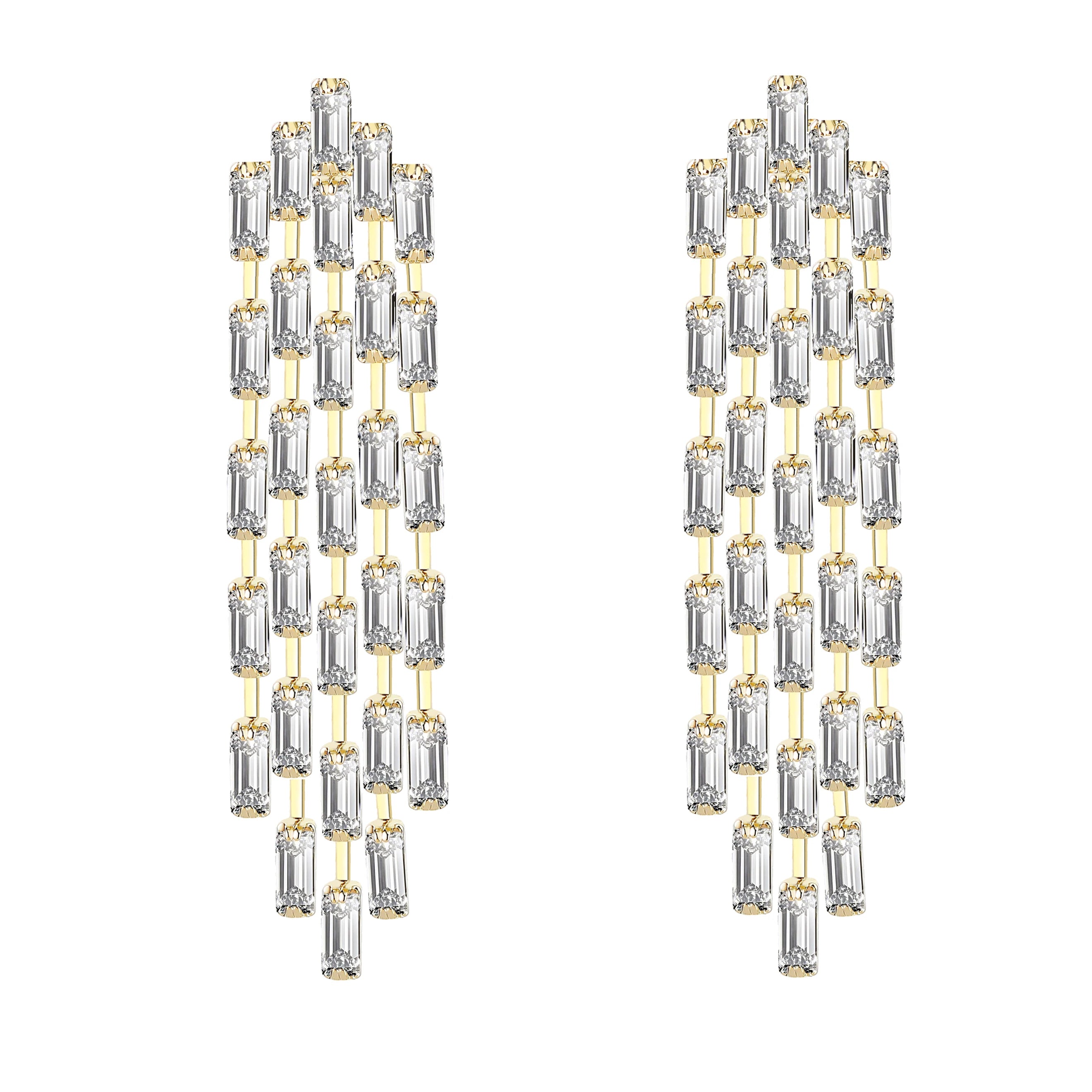 Personalized Fashion Brass Electroplated Gold Inlaid Zirconia Sparkling Tassel Earrings Jewelry Customized