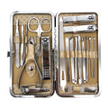 19pcs Professional Stainless Steel Nail Clipper Manicure Pedicure Set Travel Grooming Kit with Leather Case