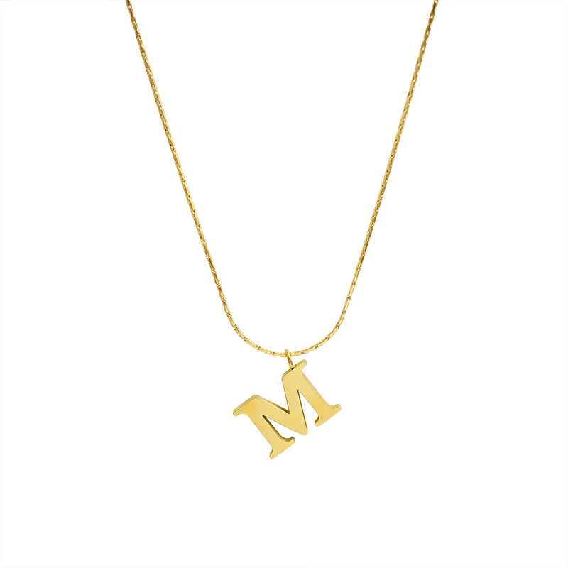 Autumn and Winter Joker Hammer Square Grain Ultra-Fine Clavicle Chain M Letter Necklace Stainless Steel Clavicle Chain
