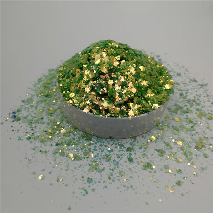 Xucai Silver Glitter Bulk Craft Glitter Powder Iridescent Sequins Hexagon Fine Glitter for Holiday Sprays Christmas Decorations