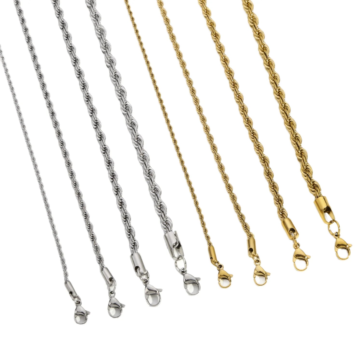 Stylish Stainless Steel Twisted Chain Necklace Tassel Pattern Gold Plating 2mm-5mm Link Chains for Engagement Anniversary Gifts