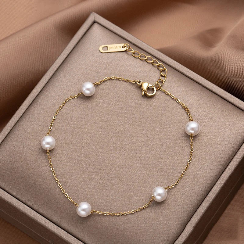 HOVANCI 18k PVD Stainless Steel Girls Gold Anklets Manufacturers Minimalist Pearl Sample Designs Anklet Thigh