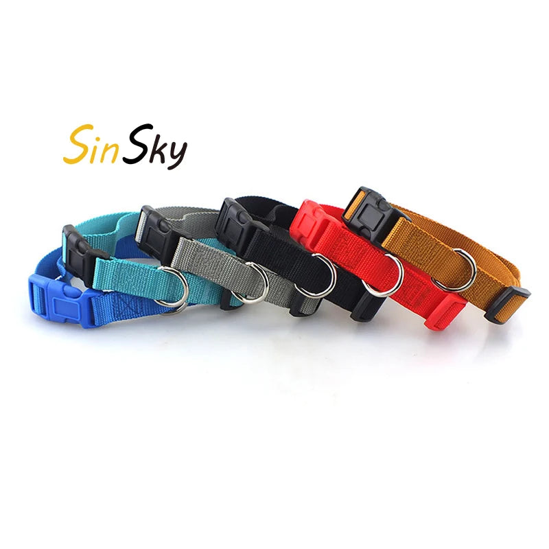 SinSky Hot Selling Plain All-season Nylon Imitation Pet Collar Traction Rope Chest Strap