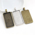 19x38mm Inner Size Rectangle Cabochon Blank Base Setting Charms Pendant Bezel TrayFit 19*38mm Rectangle Glass Cabochon