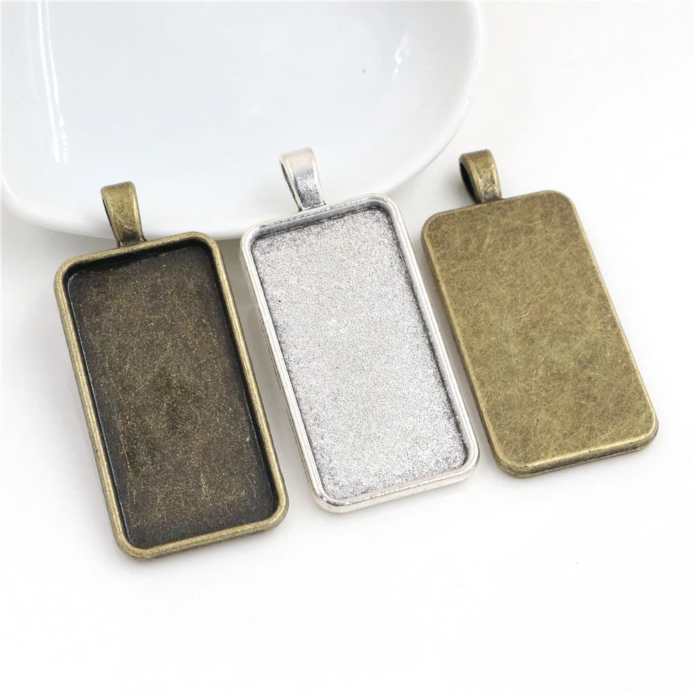 19x38mm Inner Size Rectangle Cabochon Blank Base Setting Charms Pendant Bezel TrayFit 19*38mm Rectangle Glass Cabochon