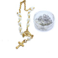 Hot Selling Religious Catholic Bracelets Jewelry Accessories for Women Rose Pearl Beads Cross Rosary Bracelet