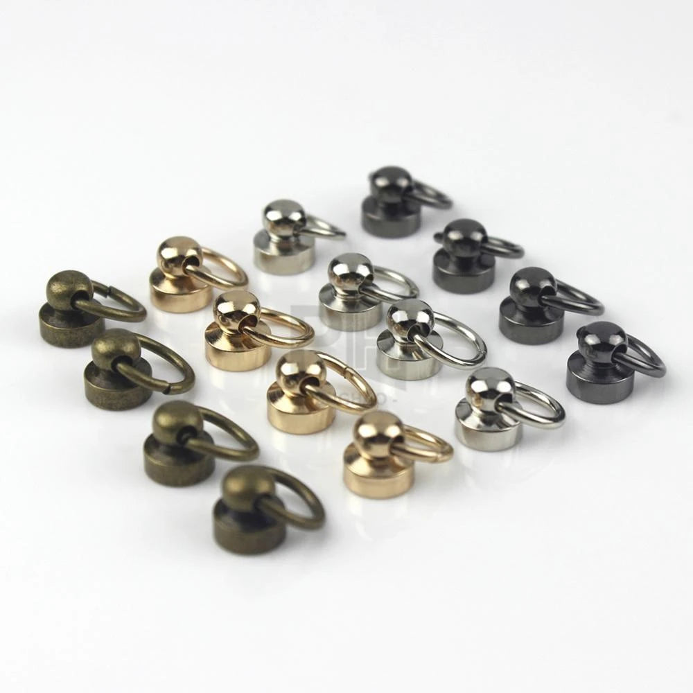 Metal Ball Post With O Ring Studs Rivets Nail Screwback Round Head Spots Spikes Leather Craft Phone case Decor Accessories
