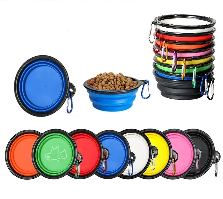 Wholesale Dog Cat Folding Bowl Pet  Collapsible Travel Outdoor Portable Foldable Drinking Water Feeding Slow Food Bowl