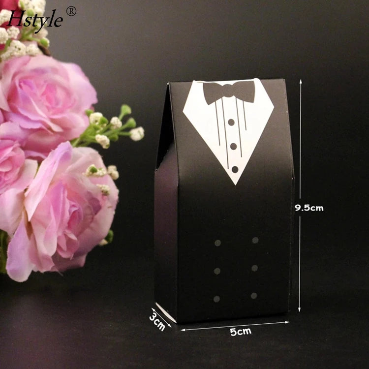 Hstyle Bride and Groom Dresses Gifts Bags Favor Boxes Wedding Bonbonniere DIY Event Party Favor Decoration Wedding Candy Box