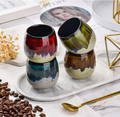 Hot Sale Set of 4 Porcelain Hand Painted 80ml Espresso Coffee Mugs (4 Colors Gift Box Packaging)