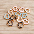 Fashion Hollow Design Multicolor Enamel Love Heart Charm Pendant for Bracelet Jewelry Making