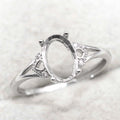 Sterling Silver 6*9mm Semi Mount Ring Empty Frame Blank Support Claw Setting S925 Base Holder Without Center Stone for DIY Inlay