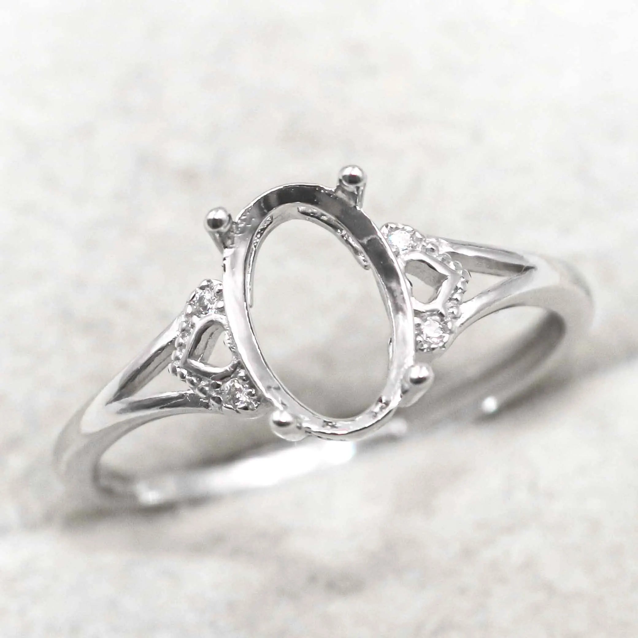 Sterling Silver 6*9mm Semi Mount Ring Empty Frame Blank Support Claw Setting S925 Base Holder Without Center Stone for DIY Inlay