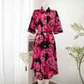 Autumn and Winter New V-neck Loose Fit Slimming Waist Cinched European and American Plus Size Women's Printed Fashionable Dress