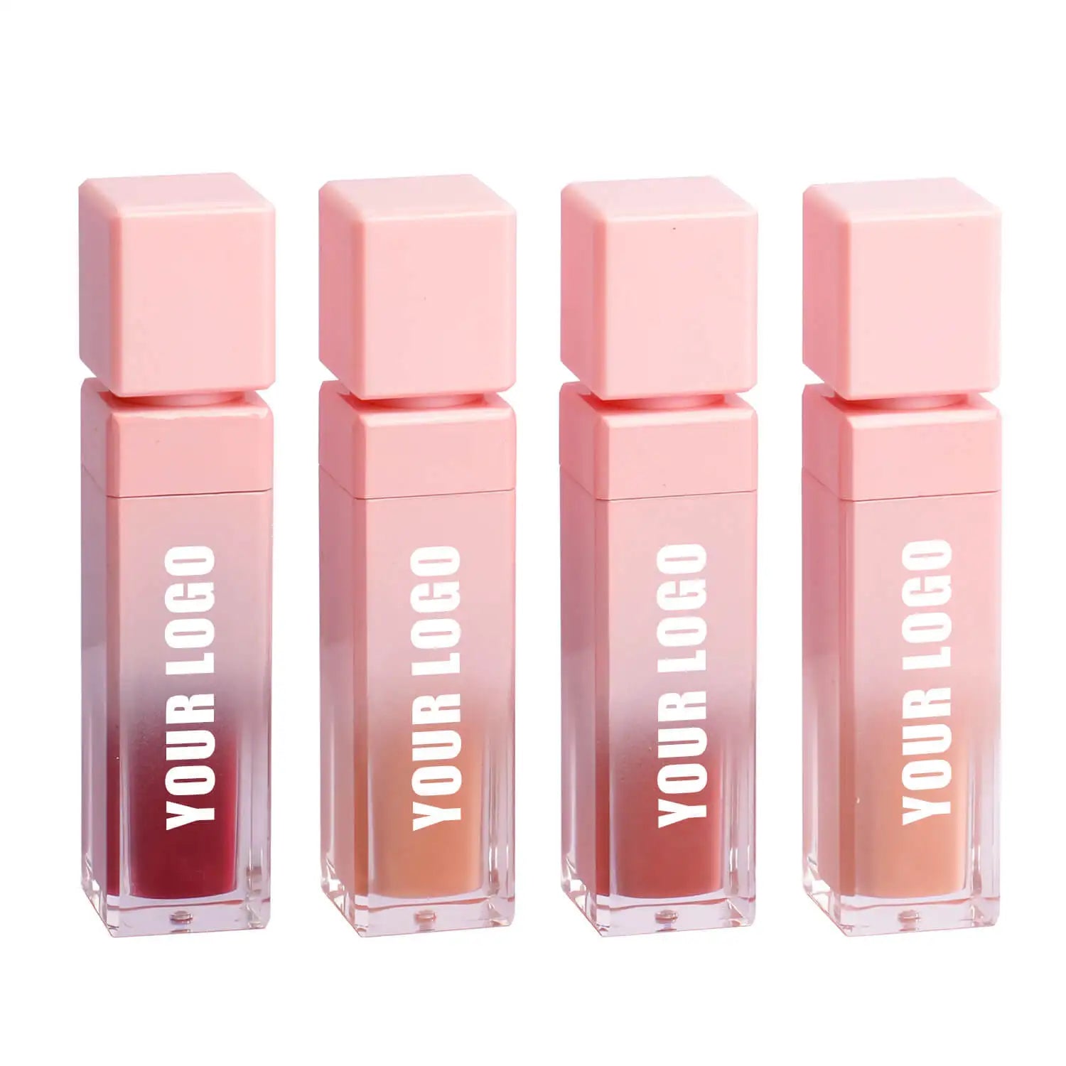 Shimmer Glossy Lipglos Custom  Own Logo Beauty Makeup Gradual Pink Lip Gloss Tube Vegan Clear Lipgloss