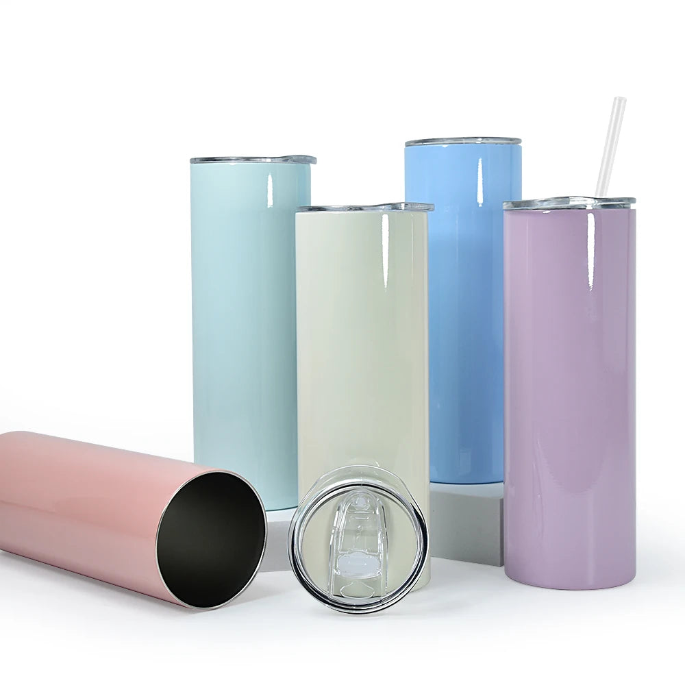 Sublimation Colored 20oz Straight Colored Stainless Steel Blank Sublimation Tumblers 20oz Vacuum Tumbler With Straw