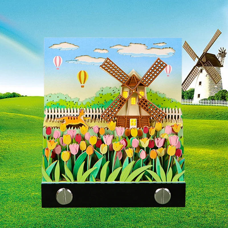 3D Memo Pad Custom Sticky Notes Windmill Flowers Tear Off Note Pad Kawaii Stationery Items for School Birthday Gift for Girls