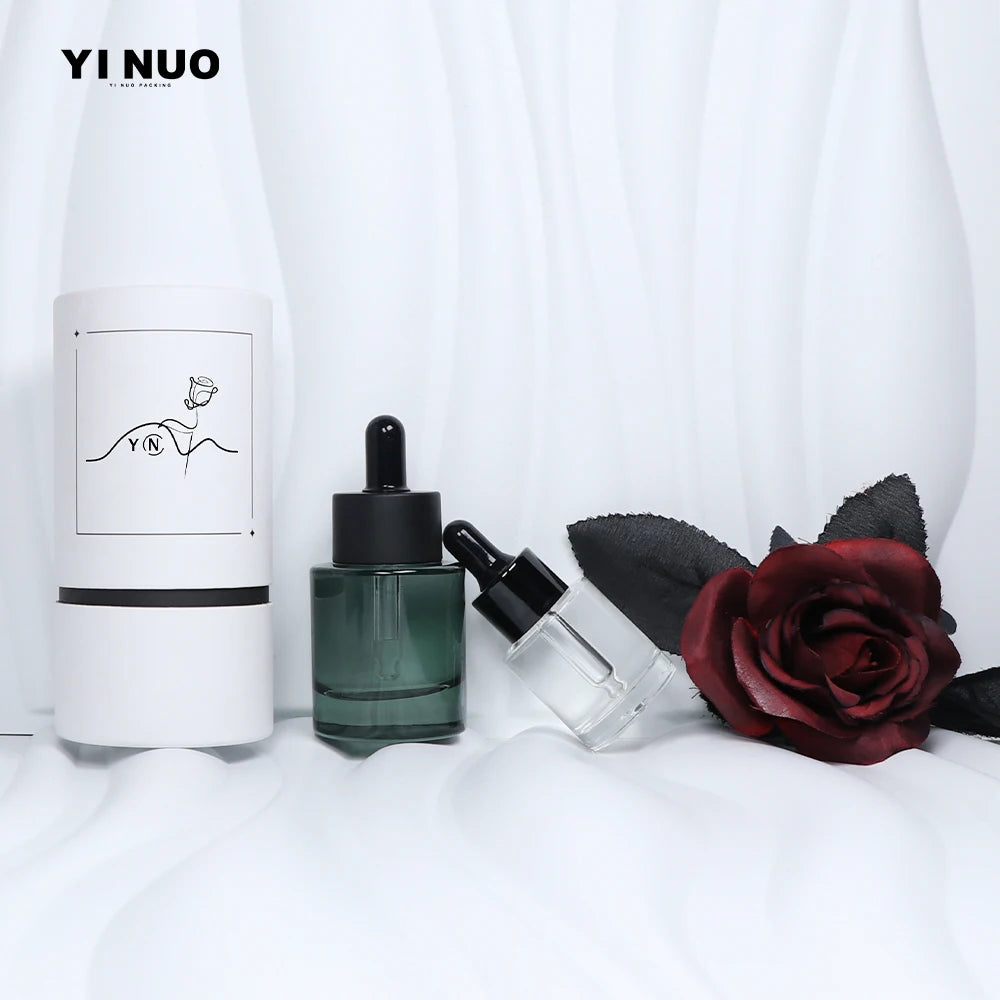 Serum Bottle with Pipette Serum Thick Wall Glass Dropper Bottle 20ml 30ml 50ml Cosmetic Screen Printing and Kraft Paper Tube