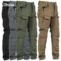 Ohsisa Men's Waterproof Tactical Sweatpants Casual Winter Cargo Hiking Pants Mid Multi-Pockets Thickened Cargo Pantalon Homme