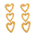 New Style Simple Personality Titanium Steel Gold Plated Irregular Heart Long Earrings Wholesale