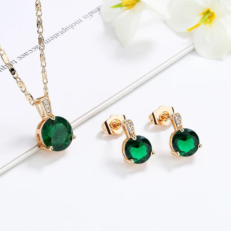 Diamond Zirconia Plated Gold Dainty Joyas Gold Jewelry Set 18k with Stone 2022 Wholesale Jewellery Setsjewelry Sets for Women