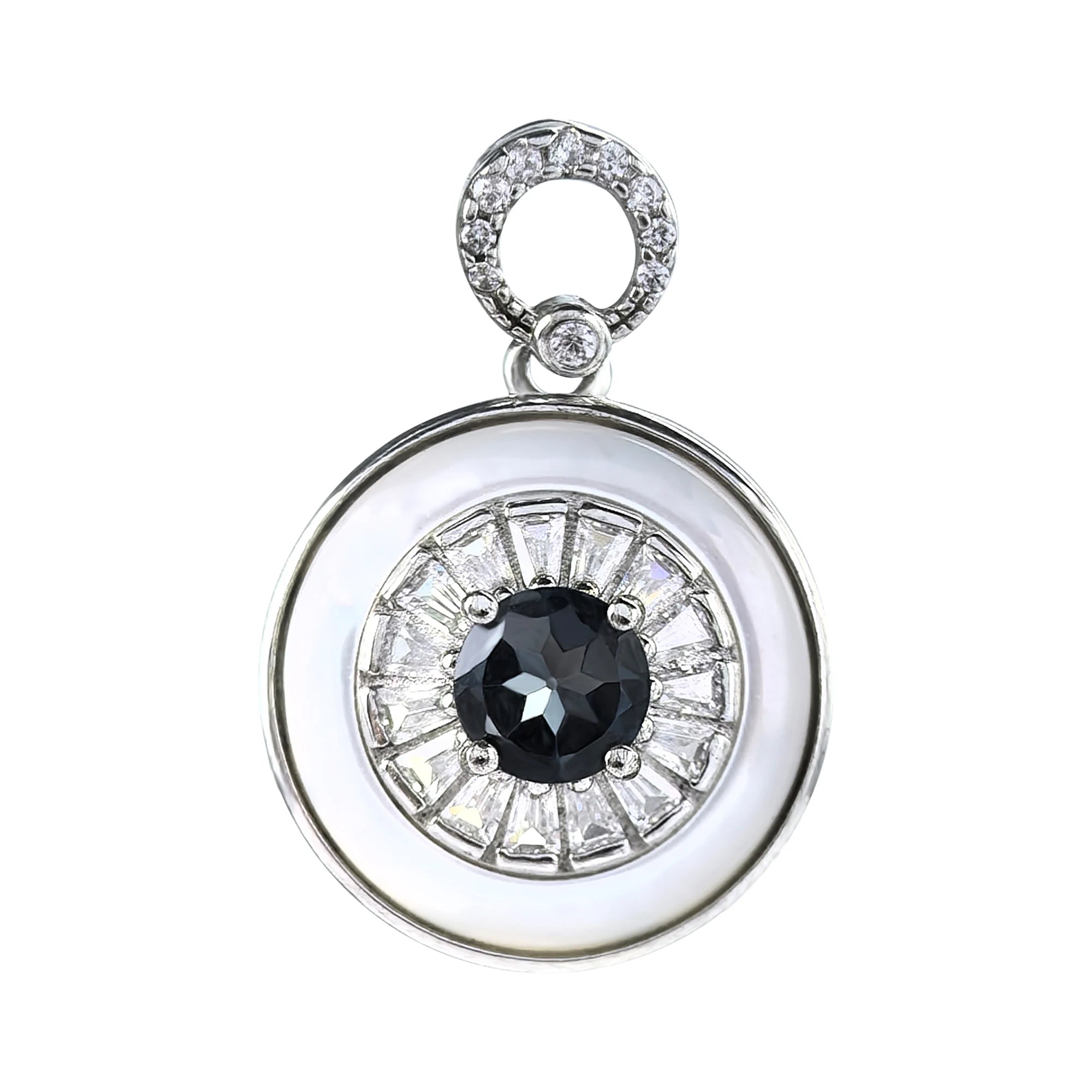Gorgeous Rhodium Plated 925 Silver Jewelry Natural London Blue Topaz Pendant for Women's Anniversary Gift