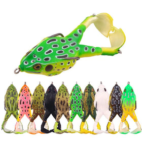 9cm/13.6g Topwater Floating Weedless Propellers Frogs Soft Bait Bass Lure Silicone Fishing Lures Prop Frog Lures for Bass