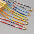 Go2BoHo Sunglasses Glasses Chain Accessories Jewellery Zebra Rainbow Glass Seed Beaded Fashion Lobster Chain Jewelry for Women