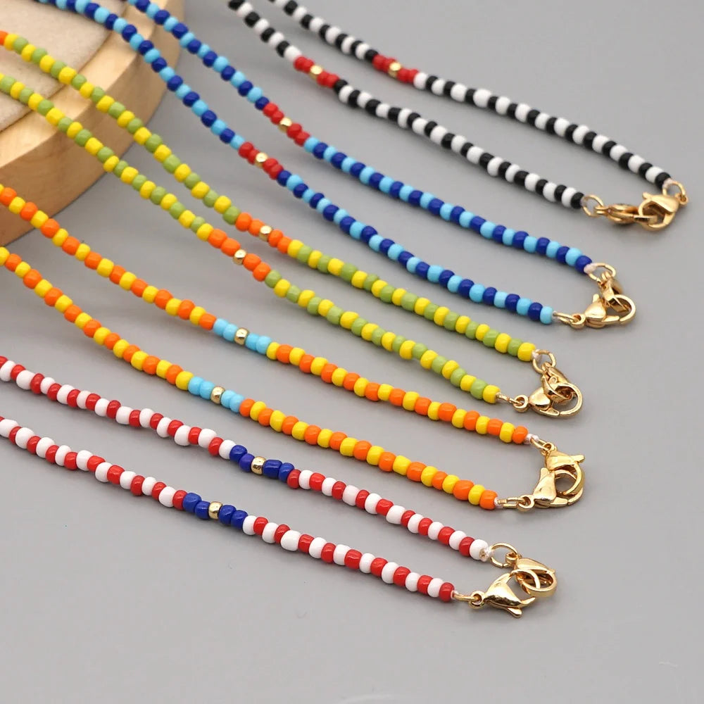 Go2BoHo Sunglasses Glasses Chain Accessories Jewellery Zebra Rainbow Glass Seed Beaded Fashion Lobster Chain Jewelry for Women